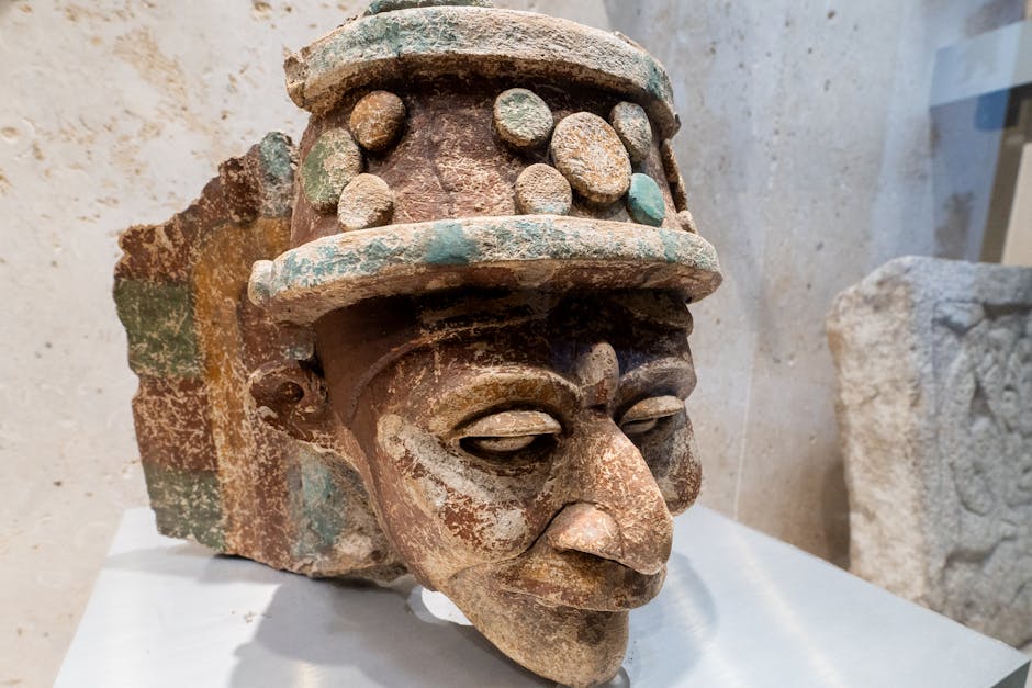 Museum of America Madrid — ancient Mayan stone sculpture