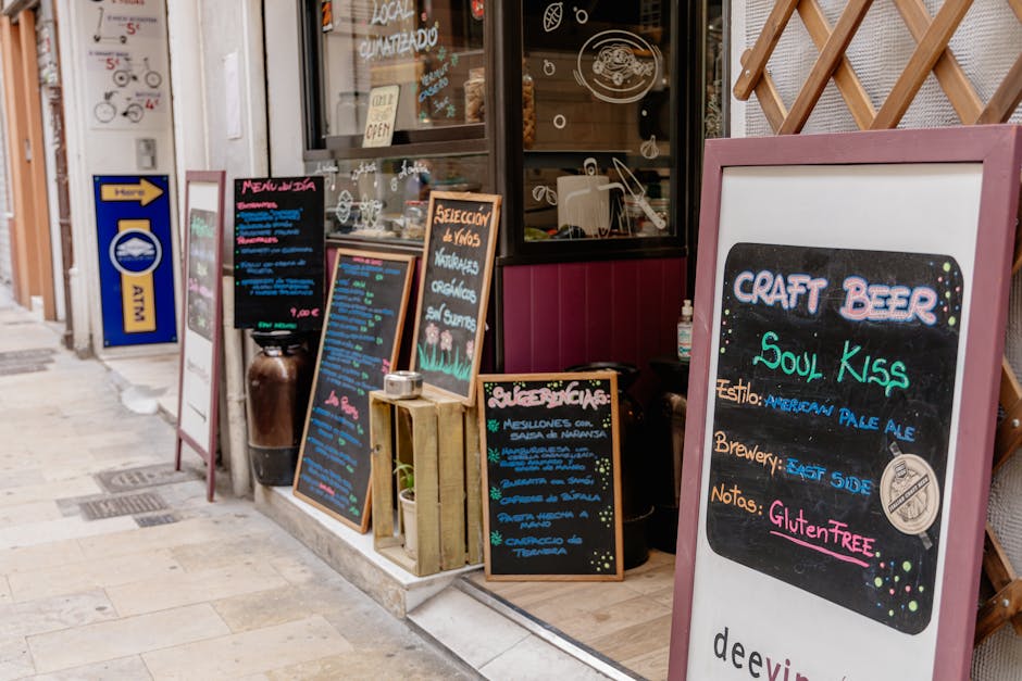 Cheap eats Madrid budget food — chalkboard menu del día outside cafe