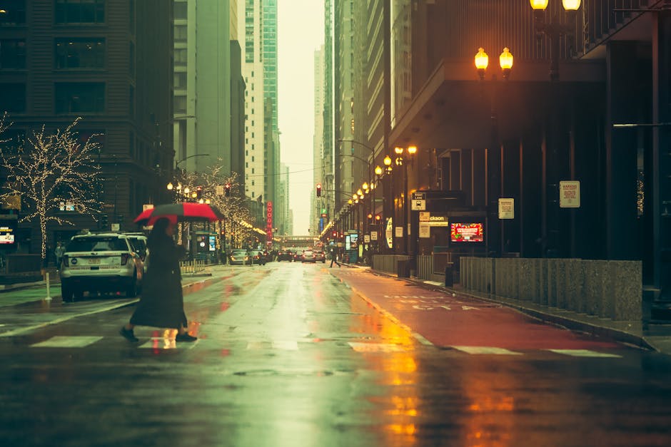 What to do in Madrid when it rains — pedestrian on wet city street